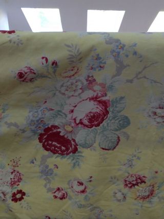 Vintage French Cabbage Pink Rose Cotton bedspread/ daybed Yellow Shabby Chic 40s 12