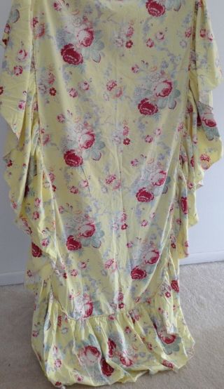 Vintage French Cabbage Pink Rose Cotton bedspread/ daybed Yellow Shabby Chic 40s 4