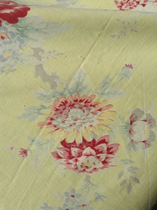 Vintage French Cabbage Pink Rose Cotton bedspread/ daybed Yellow Shabby Chic 40s 7