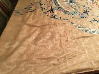 ANTIQUE 18th/ 19th c CHINESE QI ' ING EMBROIDERED SILK PANEL DRAGONS EMBROIDERY 5