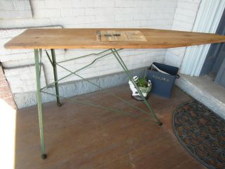 Antique/vintage Ironing Board With Label " Keller " & Green Paint 1935