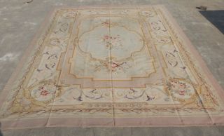 Huge Antique Hand Made French Design Wool Aubusson Rug 412x325cm (x620)