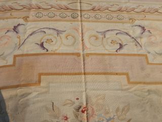 Huge Antique Hand Made French Design Wool Aubusson Rug 412X325cm (X620) 9