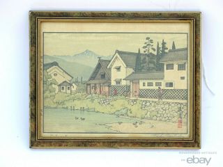 Antique Japanese Toshi Yoshida Woodblock Print Pencil Signed Matsumoto