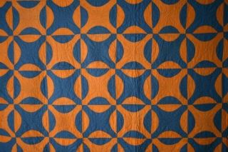 VIBRANT Blue & Cheddar Mennonite Rob Peter to Pay Paul Antique Quilt 2