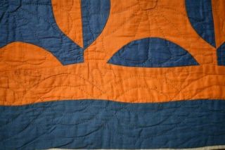 VIBRANT Blue & Cheddar Mennonite Rob Peter to Pay Paul Antique Quilt 5