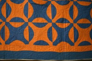 VIBRANT Blue & Cheddar Mennonite Rob Peter to Pay Paul Antique Quilt 6
