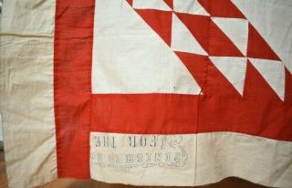 UNUSUAL Vintage 1880 ' s Red & White Barn Raising Antique Quilt Top GREAT DESIGN 6