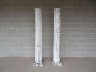 Vintage Architectural Salvage Greek Revival Pillars Columns - Pair 73.  5 " H
