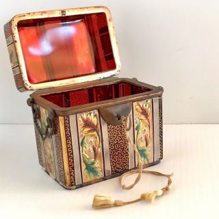 Antique 19th Century Moser Art Glass Sugar Casket / Jewellery Box 2