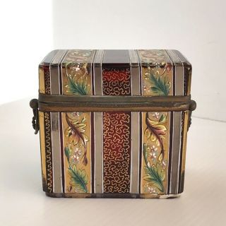Antique 19th Century Moser Art Glass Sugar Casket / Jewellery Box 5