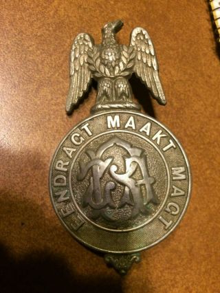 1900 German Boer War Zar Transvaal Police Badge Eendragt Maakt Magt
