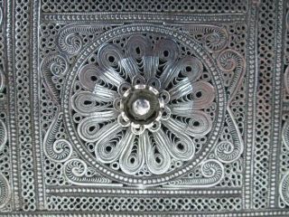 Large Antique Islamic Filigree Solid Silver Box Circa 1900 10