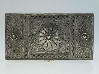 Large Antique Islamic Filigree Solid Silver Box Circa 1900 4