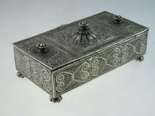 Large Antique Islamic Filigree Solid Silver Box Circa 1900 5