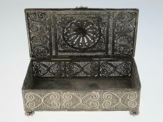 Large Antique Islamic Filigree Solid Silver Box Circa 1900 6