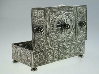 Large Antique Islamic Filigree Solid Silver Box Circa 1900 7