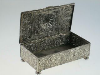 Large Antique Islamic Filigree Solid Silver Box Circa 1900 9
