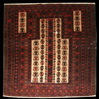 Handmade Baluch Rug 150 X 97 Minor Wear And Tear Antique Piece Prayer Rug