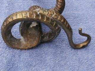 Vintage Art Nouveau Bronze,  or Brass Coiled Snake Serpent Candlestick Grotesque 3