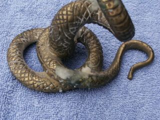 Vintage Art Nouveau Bronze,  or Brass Coiled Snake Serpent Candlestick Grotesque 5