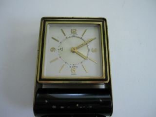 Vintage Lecoultre 8 Day Alarm Clock Memovox Folding Swiss Made Runs Fine