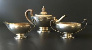 Edward Barnard & Sons Sterling Silver Teapot 3pc Set Vintage 1912 490 G