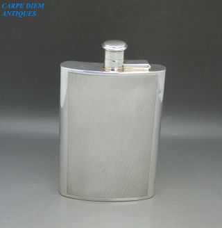 Vintage Solid Sterling Silver 9 Floz Hip Flask Phv&co 233g London 1972