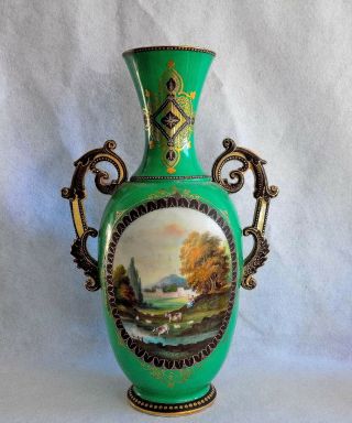 Stunning 19th C.  Continental Hand Painted Portrait Vase.