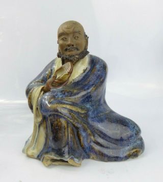 Chinese Antique Qing Shiwan Pottery Figure Flambe Glaze Robe - Exceptional C19th