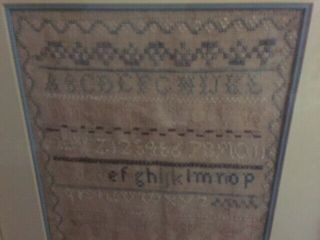 19thC Antique 1838 American Folk Art Primitive Alphabet Sampler Kezia Simontone 2