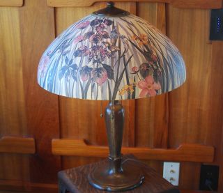 Handel Obverse Hand Painted Table Lamp,  Mission,  Arts And Crafts