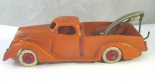 Vintage Hubley Cast Iron Tow Truck Wrecker 2220 Orange 5 - 1/2 "