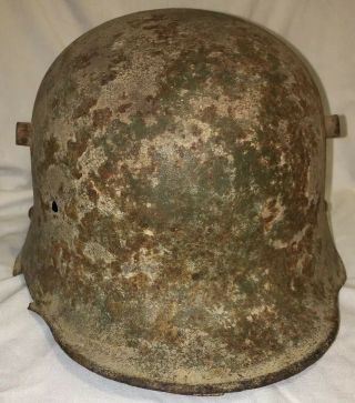 Ww I German Stahlhelm Helmet.  Barn Find From Belgium.  Shrapnel Damage On Side