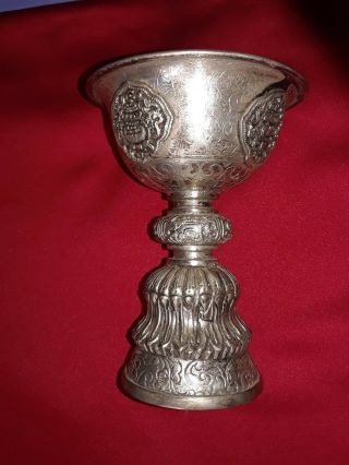 19th Century Tibet Silver Holy Butter Lamp