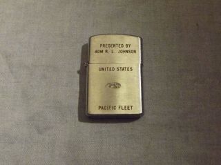 Vintage Korean War Era Lighter Presented By Admiral Roy L.  Johnson Pacific Fleet