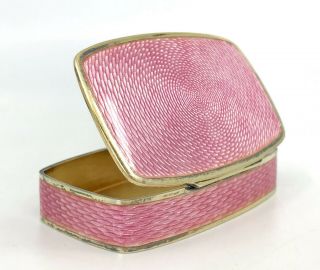 Marius Hammer Pill Box Compact 1910s Sterling Silver 930s Pink Guilloche Enamel