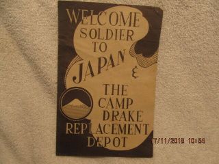 1952 Booklet Welcome Soldier To Japan & Camp Drake Replacement Depot Korean War