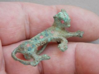 Circa 100 - 400 Ad Roman Enamelled Bronze Fibula Brooch In The Shape Of A Panther