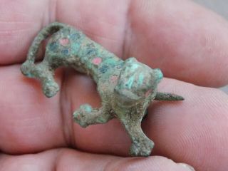CIRCA 100 - 400 AD ROMAN ENAMELLED BRONZE FIBULA BROOCH IN THE SHAPE OF A PANTHER 3
