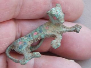 CIRCA 100 - 400 AD ROMAN ENAMELLED BRONZE FIBULA BROOCH IN THE SHAPE OF A PANTHER 5