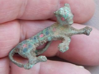 CIRCA 100 - 400 AD ROMAN ENAMELLED BRONZE FIBULA BROOCH IN THE SHAPE OF A PANTHER 7
