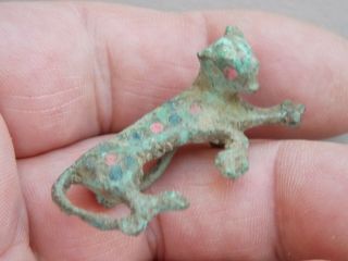 CIRCA 100 - 400 AD ROMAN ENAMELLED BRONZE FIBULA BROOCH IN THE SHAPE OF A PANTHER 9