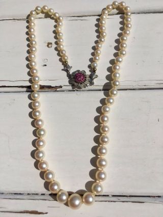 Antique old natural akoya pearls necklace 18K gold clasp other coral jewelrys sa 2