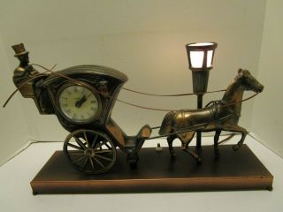 United Metal Goods Animated Lighted Hansom Cab Horse & Carriage Clock