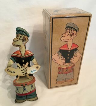 Popeye Drummer by J.  Chein Company 1932 - with Display Box 11