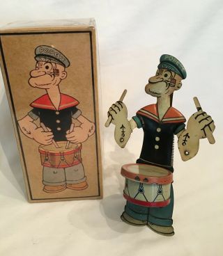 Popeye Drummer by J.  Chein Company 1932 - with Display Box 2