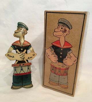 Popeye Drummer by J.  Chein Company 1932 - with Display Box 4