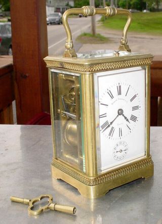 Ornate Antique Brass French Carriage Clock Repeater Bigelow Kenard & Co.  N/r