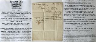 Mexican American War Banker B&o Railroad Financier Josiah Lee Letter Signed 1846